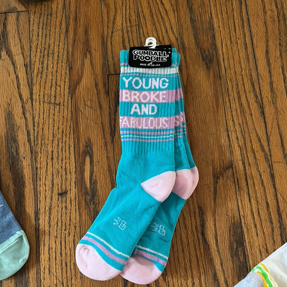 Gumball Poodle Blue and Pink Socks